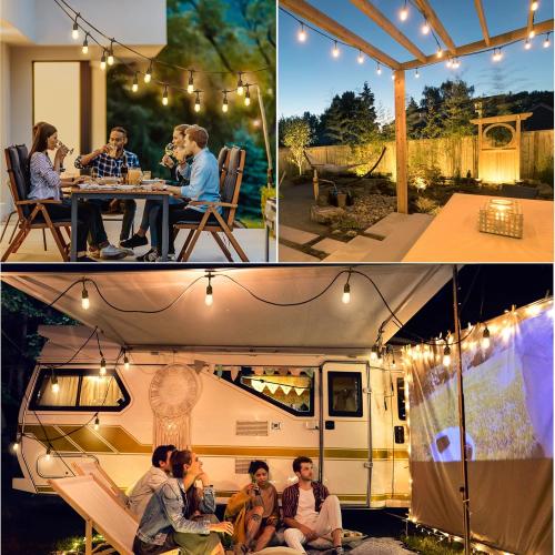 Mlambert 96FT LED Outdoor String Lights, Dimmable Waterproof Patio Lights with 30 3 Shatterproof Edison Vintage Bulb for Outside Backyard Porch Garden