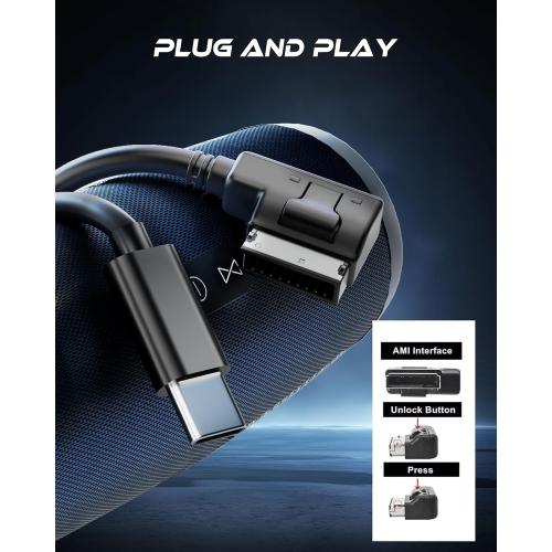 USB-C to AMI MMI Aux Cable for iPhone 16 / iPhone 15 and Other Type C Devices, Compatible with VW, Audi A3/A4/A5/A6/A7/A8/S4/S6/S8/Q5/Q7/R8/TT 2011-2016(3.3FT)