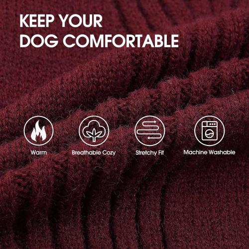IECOii XXL Dog Sweater,Thermal Knit Big Dog Sweater Christmas,Pet Turtleneck Doggy Sweatshirt for Extra Large Dogs Boy Girl,Stretchy Large Dogs Cold Weather Outfit Pitbull Clothes,(Burgundy,2XL)