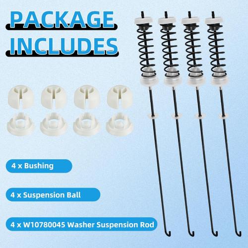 W10780045 WTW4816FW2 NTW4516FW2 NTW4605EW0 NTW4516FW1 WTW4800BQ1 Washer Suspension Rod Kit for Amana Whirlpool Kenmore WTW4800BQ0 RTW4516FW1 WTW4815EW0 NTW4516FW0 WTW4815EW1 WTW4816FW1 W10821951