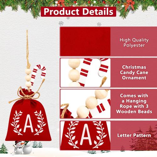 Personalised Red Monogram Letter Bag, Christmas Hanging Ornament for Christmas Trees, Home Party Gifts (Dad)