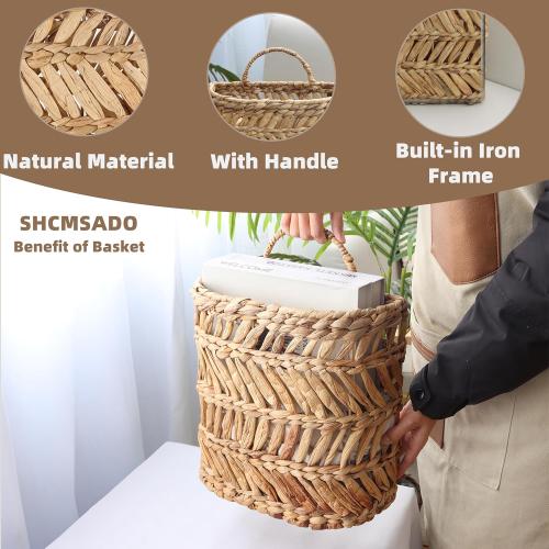 Wicker Hanging Basket Handmade Woven Hanging Storage Basket Natural Wicker Decorative Baskets for House Garden Wedding Wall Decorations,12*5*12