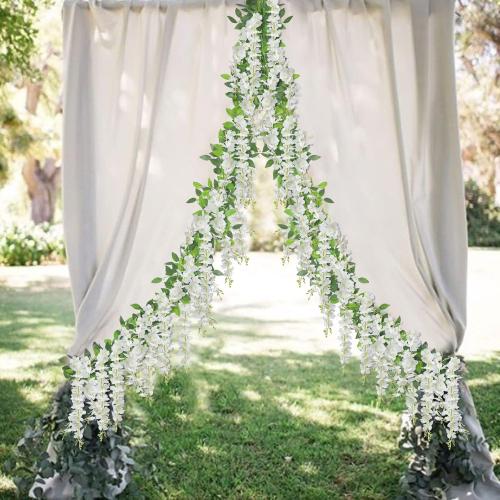 U'Artlines 15Pcs 7.2 Ft/Piece Artificial Wisteria Garland Silk Fake White Wisteria Flowers Hanging Greenery Vines Garlands Rattan for Home Garden Wedding Arch Party Indoor Outdoor Decor