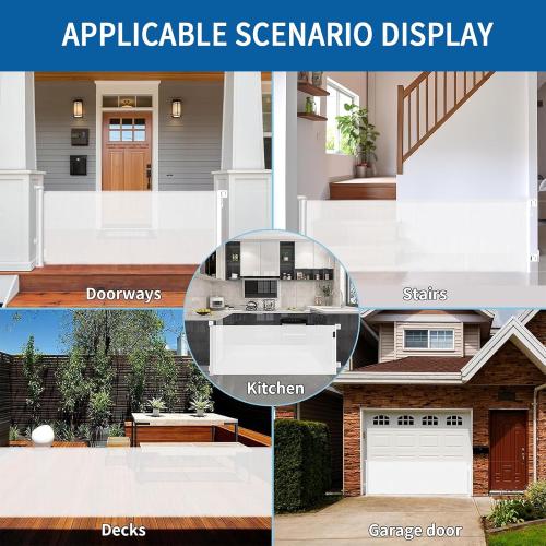 Huafly 71 Inch Retractable Baby Gates, no Drilling Baby Gates for Large Openings, Child Gates, Safety Gates, Extra Long Dog Gates on Doorways, Stairs, Outdoor, Indoor (White, 71 Inch)