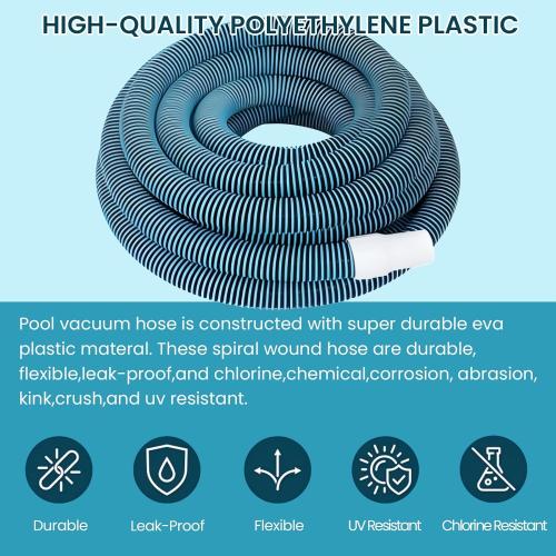 1-1/2 In x 36-Feet Swimming Pool Hose and Vacuum Head with Wheels | Weighted Pool Vac Head, Flexible Swivel Cuff Pool Vacuum Hose, Pool Suction Cleaning Kit for Above Ground and Inground Pools