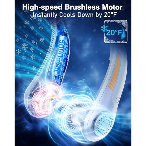 Portable Neck Fan - Rechargeable Personal Fan with Neck Support, 5000mAh, 5-Speed Quiet, Lightweight Long Lasting Bladeless Fan, Wearable Cooling Fan for Hot Flashes, Travel, Gifts for Men Women