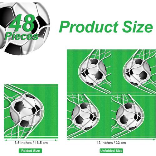 Aodaer 48 Pieces Soccer Paper Napkins Disposable Football Party Napkins Sports Ball Napkins Soccer Cocktail Dinner Napkin Set 13 x 13 Unfolded Football Tableware Napkins for Sports Party Supplies