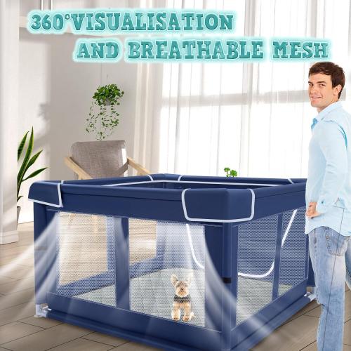 42x42 Inches Puppy Playpen with Dog Pads, Dog Playpen for Puppies or Small Dogs, Pet Playpen for Indoor & Outdoor, Sturdy Safety DogPen with Thickened Fabric, High-Strength Nylon Wire Mesh