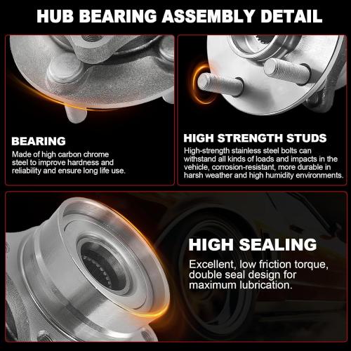 Pair 513298 Front Wheel Bearing Hub Assembly Compatible with Nissan Rogue 2008-2013, for Nissan Rogue Select 2014-2015, for Nissan Sentra 2007-2012, 5 Lug w/ABS