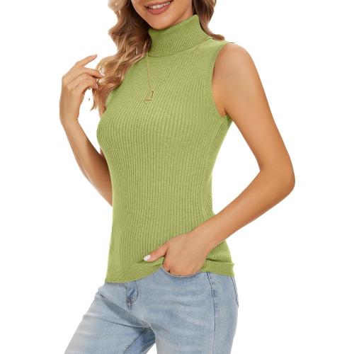 Sleeveless Turtlenecks Tops for Women Lightweight Knit Sleeveless Vest Stretchy Turtleneck small