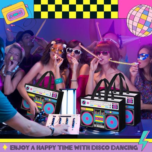 24 Pcs 80s90s Retro Radio Bags Party Favors, Black