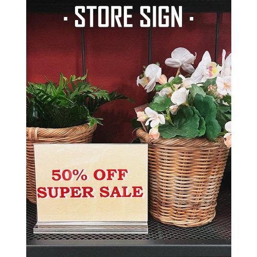 Small Acrylic Sign Holder 7x5 Inches Horizontal, 3 Pack, Clear Acrylic Photo Frame Table Display Stand 5 x 7, for Wedding, Store, Office