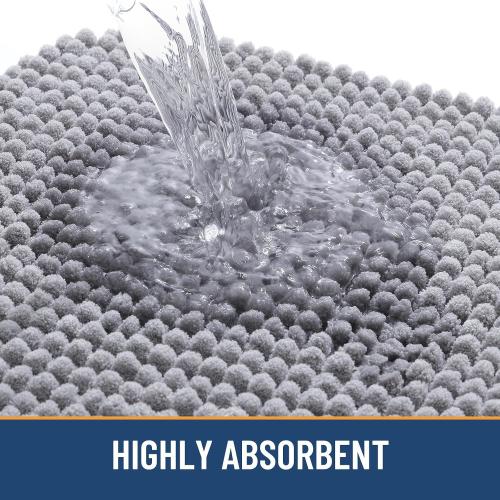 Bathroom Rugs 30 x 20, Ultra Soft Absorbent Chenille Bath Rugs, Non-Slip Rubber Backing, Machine Washable Bath Mats for Bathroom Floor, Tub and Shower, Home Decor Accessories, Grey
