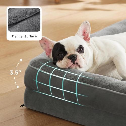Bedsure L Plus Orthopedic Dog Bed for Large Dogs - Washable Dog Cat Bed Waterproof, L Plus Big Comfort Dogs Couch Sofa with Washable Removable Cover, Pet Bed with Nonskid Bottom, Grey, 38