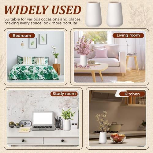 Tioncy 15 Pack White Ceramic Bud Vases Bulk Boho Small Flower Vase White Ceramic Vases for Centerpieces for Dry Flowers Pampas Grass Home Wedding Table Decor (3.9*2.76,Basic)