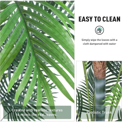 Artificial Palm Tree 6ft, Fake Tree with White Planter, Faux Tropical Areca Palm Silk Floor Plant with 18 Realistic Leaves for Home Office Indoor Outdoor Decor.