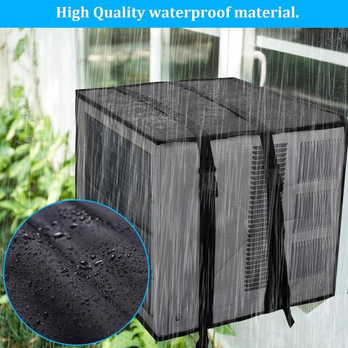 Luxiv Newest Design Mesh Window Air Conditioner Cover Outdoor, Support Window AC Unit Work Use for Outside Window AC Insulation Black Dust-Proof Waterproof Cover (Black, 17Wx12Dx13H)