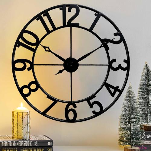 CLXEAST 30 Inch Wall Clocks for Living Room Decor, Oversized Large Black Metal Wall Clock Decorative, Regular Arabic Numeral,Reloj De Pared para Sala