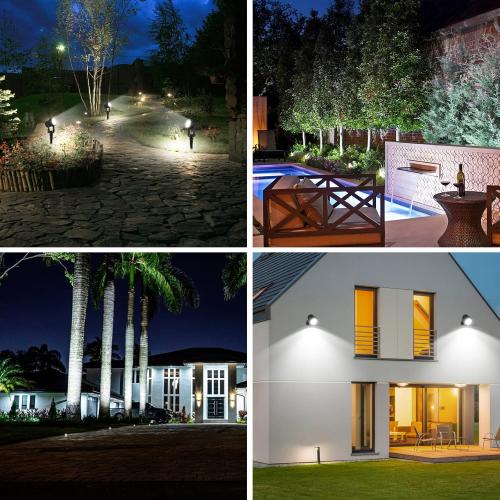 T-SUNUS Christmas Solar Landscape Spotlights White 6000K Metal, Garden Spot Lights Outdoor IP65 Waterproof 9.8ft Cable Separated Panel, Auto On/Off for Tree Flag Driveway Pathway Halloween Pool Area