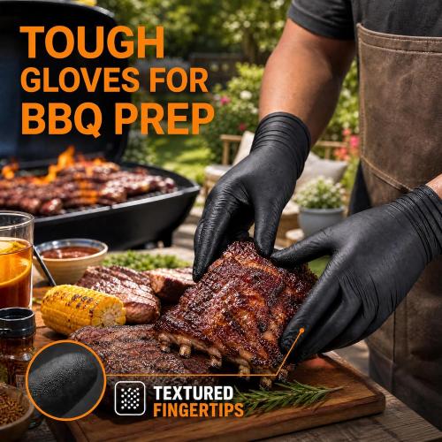 HEAVY DUTY 7 Mil Nitrile Black Gloves Disposable Latex Free Rubber Latex Cleaning Mechanic Food Prep Gloves 1000PCs
