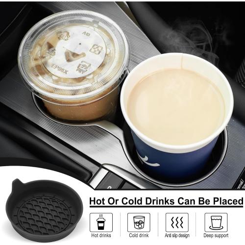 SINGARO Car Cup Holder Coaster, Silicone Cup Holder Insert, Universal Non-Slip Cup Holders, Car Accessories Interior for Women and Man Interior Sets 4 Pack Black