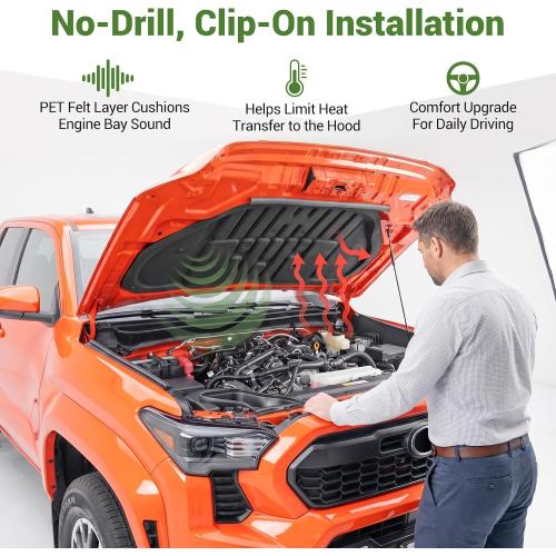 Soundproof Mat for 2024-2026 Toyota Tacoma & 2025-2026 4Runner Hood Insulation Liner Engine Sound Insulation Pad Hood Heat Shield for Tacoma/4 Runner Accessories
