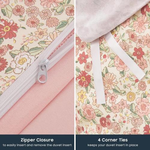 Size twin XL Wake In Cloud - Floral Duvet Cover Set, Cute Vintage Flower Cottagecore Aesthetic for Women Teen Girls, Soft Lightweight Bedding, 3-Piece, Cream Pink, Twin/Twin XL Size