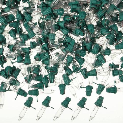 500 Pieces Christmas Replacement Bulbs Christmas Mini Light Bulbs 2.5 V 0.425 Watt 0.17 Ampere Replacement for String Lights Outdoor Decorations Supplies(Green Base, Warm White)