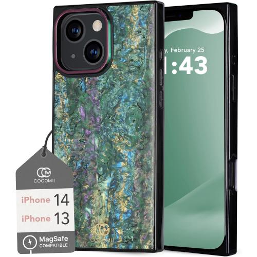 COCOMII Rectangle Case for iPhone 14/iPhone 13, Compatible with MagSafe, Aurora Abalone Shell
