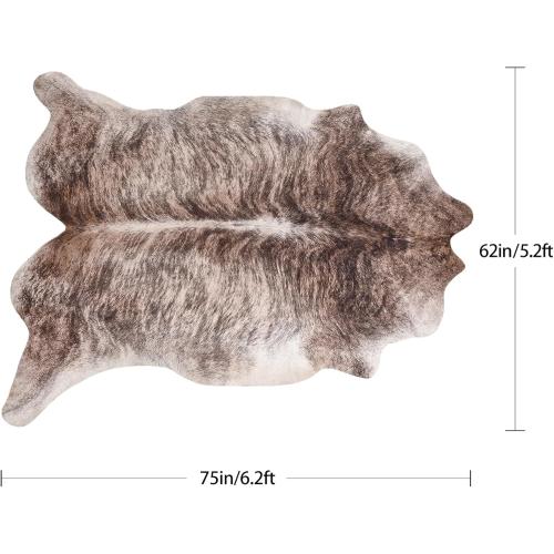 Cowhide Rug 5.2 x 6.3 Feet, Cow Hide Durable No-Slip Backing, Faux Cowhide Thickened Elastic, for Bedroom Living Room Home Office Western Decor