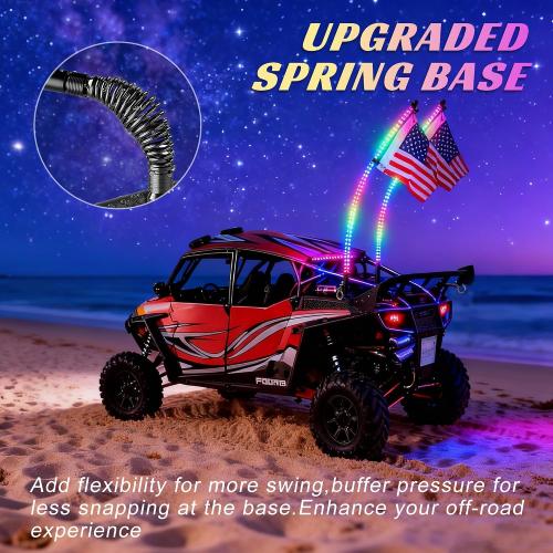 2 Pack 4FT Whip Lights with Spring Base,LED Whip Light with App &Remote Control, Spiral RGB Chasing Lighted Whips with Rocker Switch,Music Whip Light for UTV ATV Polaris RZR Can-Am SXS Truck
