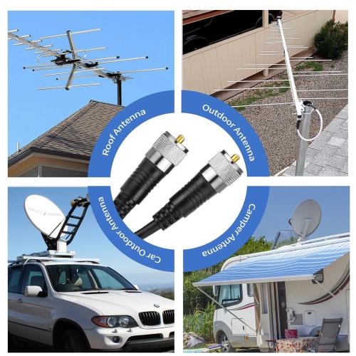 RG8x Coaxial Cable, CB Coax Cable, 50ft UHF PL259 Male to Male Low Loss CB Antenna Cables, 50 Ohm for HAM Radio, Antenna Analyzer