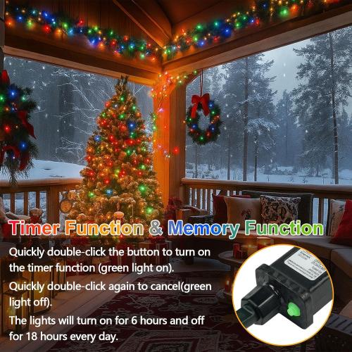 Cool White to Multicolor Color Changing 200 LED 66FT Connectable Christmas String Lights for Outdoor Indoor, 11 Modes Christmas Tree Clear Wire Fairy Waterproof Lights with Memory & Remote & Timer