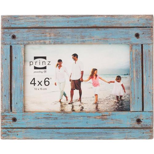Prinz Homestead Distressed Wood Picture Frame, for 4x6 Photos, Wall or Tabletop Display, Blue