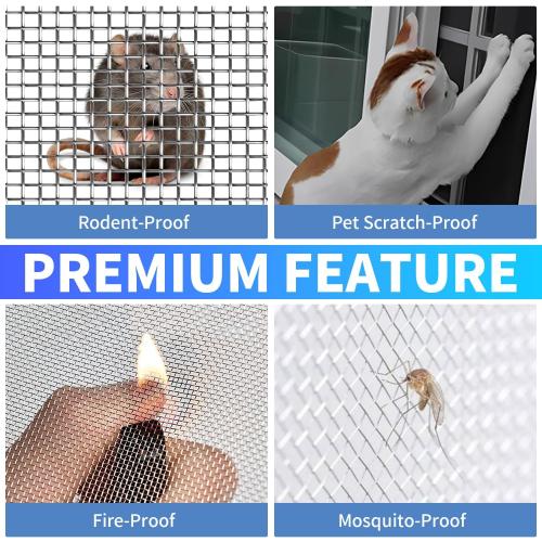 304 Stainless Steel Mesh, 47in x 10ft, 20 Mesh, Sturdy Metal Screen Roll for Window, Door, Air Vents, Filter, Cage, Garden, Patio, Pet (Sliver, 47inch x 10feet)
