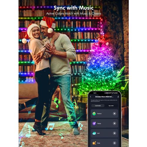 BrizLabs Smart Fairy String Lights, 66ft 200 LED WiFi Pink & White Valentine's Day Fairy Lights App Control, Dimmable Rainbow Christmas Lighting, Music Sync Xmas Lighting Work with Alexa & Google Home