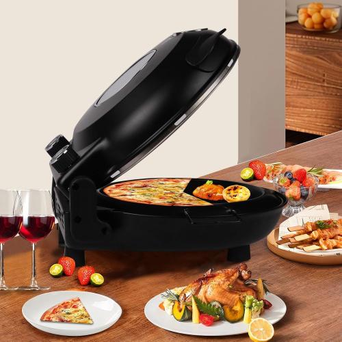 Countertop Pizza Oven Indoor, Pizza Oven 12 Inch Home Outdoor Portable Pizza Maker, 1200W Heats up to 800˚F Pizza Cooker with Viewing Window & Adjustable Temperature