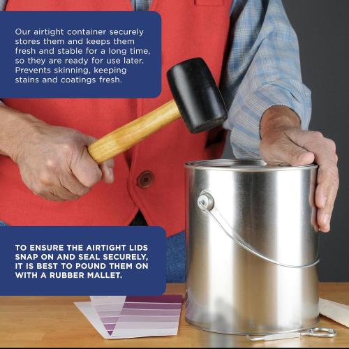 Master Elite 1 Gallon Unlined Empty Metal Paint Can Bucket with Lids, Bail Handles, Pack of 4 - Triple Tight Seal, 128 fl. oz. Steel Coating Storage Container Tin - Store Leftover Oil-Based Paint Auto