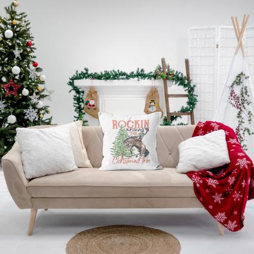Western Christmas Decor - 18x18 Throw Pillow Covers for Bedroom & Sofa, Tree Decorations