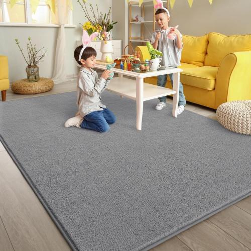 Pettop Area Rugs for Bedroom Living Room, 4x6 Grey Thickened Memory-Foam Indoor Carpets, Modern Aesthetic Minimalist Super Soft Comfy Carpet for Boys Girls Adults Room Dorm Home Decor