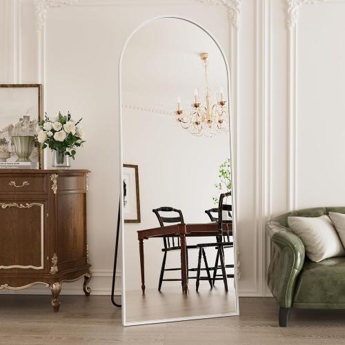 Arched Floor Mirror, 58 x 18 Full Length Mirror Wall Mirrors Hanging or Leaning Arched-Top Full Body Mirrors with Stand for Bedroom, Dressing Room, White