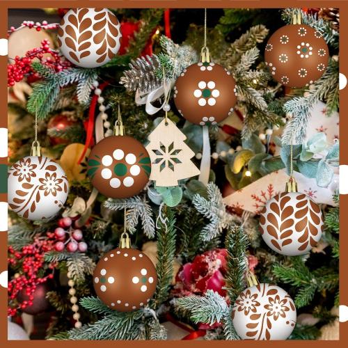 24 Pcs 2.36 Inch Mexican Christmas Ball Ornaments Platos De Barro Mexicanos Barro Decor Tree Hanging Ornaments Plastic Christmas Balls Decor for Xmas Trees Holiday Party Favors Home