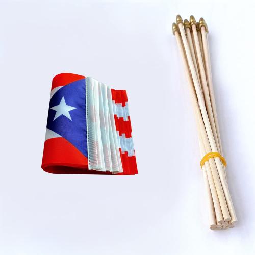 TSMD Puerto Rico Stick Flag Puerto Rican Small Mini Hand Held Flags,5x8 Inch,12 Pack