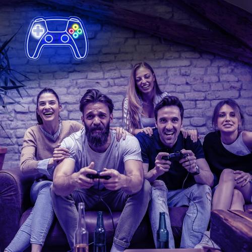 Gamer Neon Sign, Gamepad Shaped LED Neon Sign for Gamer Room Decor, Gaming Neon Sign for Boys Room Decor, Neon Gaming Sign for Gaming Wall Decor, USB Powered Gamer Gifts for Teens, Boys, Kids