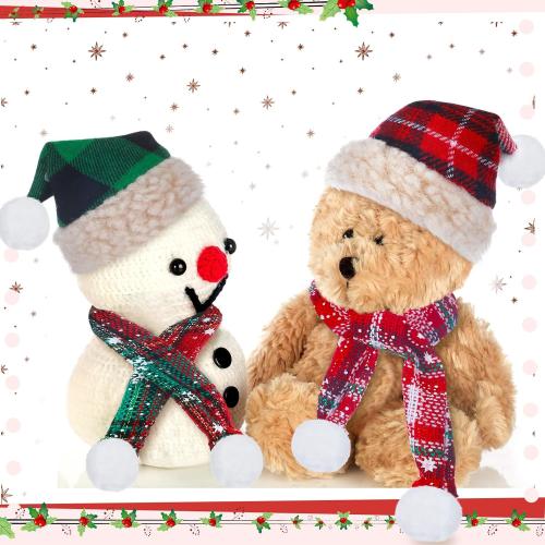 Geyoga 8 Pcs Mini Santa Hats and Scarves Decor Doll Christmas Accessories Small Gnome Hat for Craft DIY for Wine Bottle Gifts(Lovely Color,Exquisite)