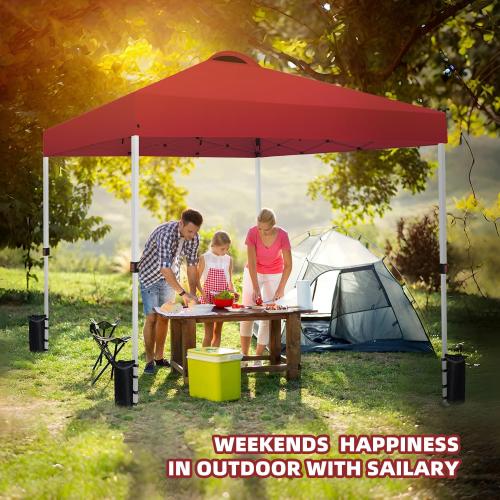 10x10 Pop Up Canopy Tent Party Tent Commercial Instant Canopies Shelter with Heavy Duty Roller Bag, Bonus 4 Sand Bags (Red)