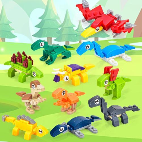 24 Packs Mini Building Blocks Animal Set with Themes of Dinosaur and Sea Creatures
