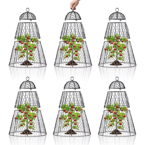 （6 Packs） 14 D x 20 H Chicken Wire Cloche, Garden Cloche Plant Protectors from Animals, with Removable Parts Design to fit Bigger Plants and Flowers
