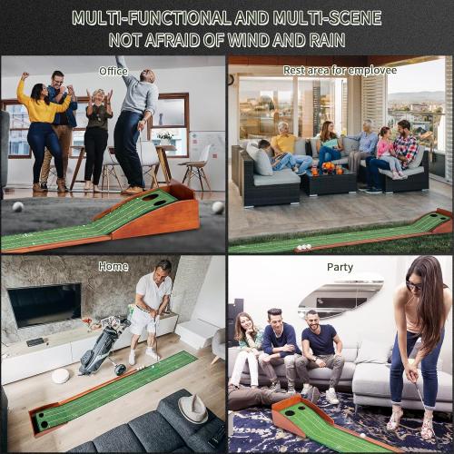 Putting Green Indoor,Golf Putting Mat with Auto Ball Return,Premium Crystal Velvet Surface, Practice Putting mat, Perfect Training Aid & Gift for Golf Lovers Christmas