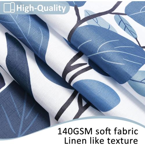 BOODII Blue Leaves Shower Curtains for Bathroom Spring Floral Plant Leaves Shower Curtain Narrow Vine Succulent Botanical Bath Curtain Linen Like Texture Ink Natural Bathroom Decor 54x72
